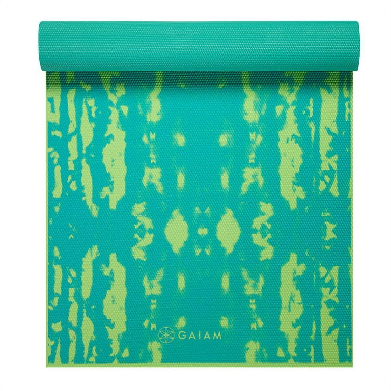 Gaiam Premium Print Reversible Yoga Mat, Turquoise Lotus, 6mm 