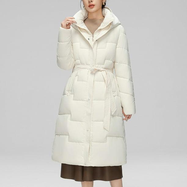 Parkas de manga larga para mujer, abrigo con capucha y costura ondulada para otoño e invierno, abrigo hasta la rodilla de longitud media, abrigo de manga larga para mujer