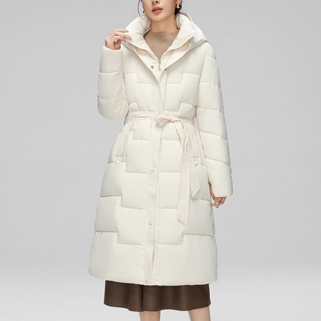 Parkas de manga larga para mujer, abrigo con capucha y costura ondulada para otoño e invierno, abrigo hasta la rodilla de longitud media, abrigo de manga larga para mujer