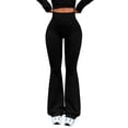 thumbnail image 2 of Workout Leggings Womens No Front Seam Straight Leggings High Waist Gym Yoga Pants Black M, 2 of 8