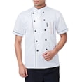 thumbnail image 2 of Gyexs Unisex Short Sleeve Chef Coat Jacket for Women Lightweight Cardigan Soft Comfortable Open Front Knit Sweater (White, Size XXXL), 2 of 9