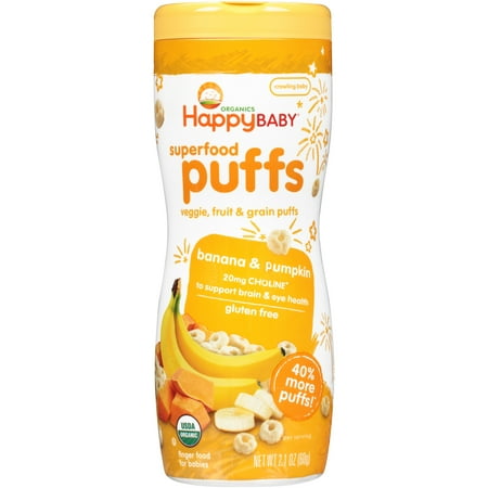Happy Baby�� Banana & Pumpkin Superfood Puffs 2.1 oz. Canister