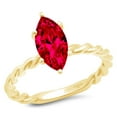 thumbnail image 3 of 2 ct Marquise Cut Simulated Ruby Solitaire 14K Yellow Gold Womens Engagement Ring, 3 of 6