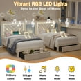 thumbnail image 6 of NHIXSOM Twin Upholstered Platform Bed Frame with LED Lights and Storage, Velvet Adjustable Headboard, Off White, 6 of 8