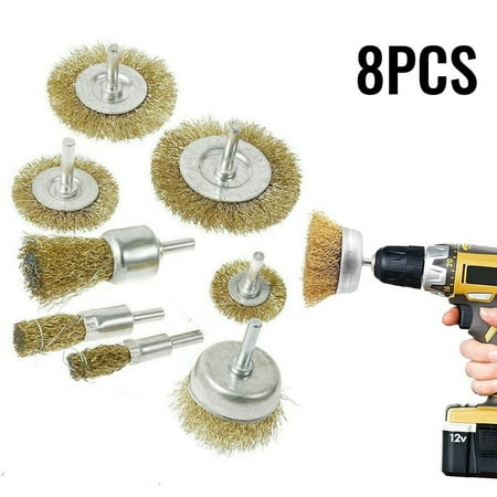 

8Pcs Rust Sanding Wire Cup/Wheel Brush Set For Drill Steel Brass Metal Cleaning
