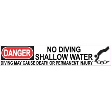 16in x 3in Danger No Diving Shallow Water Sticker