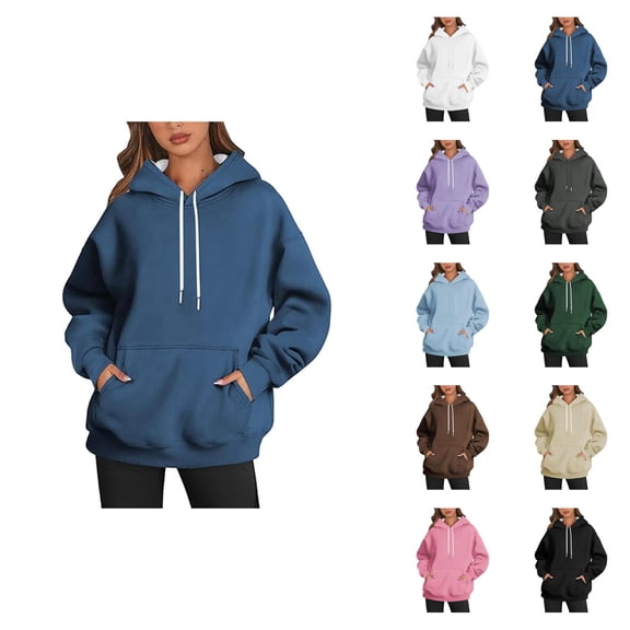 Pullover Hoodies for Women Long Sleeve Trendy Hooded Sweatshirt with Pockets Pullover Top