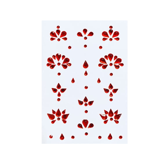 Rhinestone Red Flower Face for Festivals Rave Events Diy Makeup Crafts Decorative Single Sheet Party Accessory for Adults and Kids
