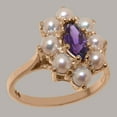 thumbnail image 2 of LBG British Made 18k Rose Gold Natural Amethyst & Cultured Pearl Womens Promise Ring - 33 size options - Size 7.75, 2 of 6