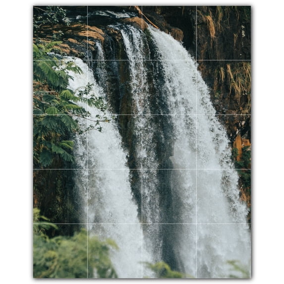 Picture-Tiles.com: Waterfalls Ceramic Tile Wall Mural WAL501148-45L. 32"W x 40"H using (20) 8" x 8" Ceramic Tiles-Satin Finish