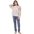 thumbnail image 3 of SCHIESSER Pijama largo para niñas, para adolescentes, con puños, algodón, estampado Beige/Azul 140, 3 of 5