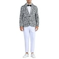 thumbnail image 2 of INSPIRE CHIC Men's Blazers Animal Print Notched Lapel Slim Fit Blazer M Black White, 2 of 6