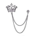 thumbnail image 1 of Unisex Crown Shape Brooch Tassel Chain Lapel Pin Retro Corsage Suit Accessory, 1 of 8