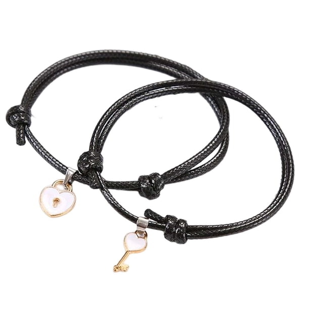 Pulseras ajustables Sunnimix para Parejas esposo y esposa 6.3 pulgadas blanco