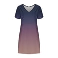 thumbnail image 5 of Efsteb Womens Summer Dresses V Neck Puff Short Sleeve Midi Dress Casual Lightweight Versatile Sun Dresses (Pink,L), 5 of 6