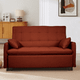 thumbnail image 5 of Liangfu Multifunctional Convertible Sofa Bed with Adjustable Backrest, Two Pillow,Linen Fabric & Storage Pockets, Pull out Chaise Ideal for Living Room/Bedroom/Study Red, 5 of 8