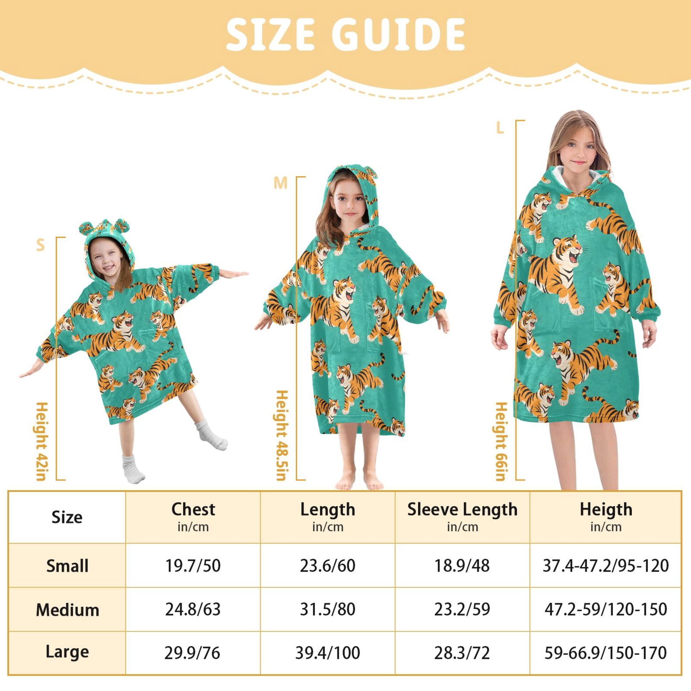 joogoo Wearable Blanket Hoodie for Cartoon Tigers Cute Oversized Sherpa Hooded 3-14 YR M