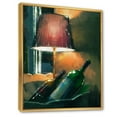 thumbnail image 4 of Lamp Glowing Orange In The Night and Wine Bottles 12 in x 20 in Framed Painting Canvas Art Print, by Designart, 4 of 5