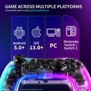 Fosmon Wireless Pro Controller for Switch 2/Switch/Lite/OLED, Rechargeable Gamepad with RGB Lighting, 6-Axis Gyro, 4 levels Vibration and Turbo for Nintendo Switch 2 Controller