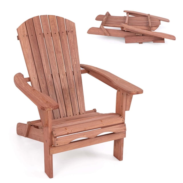 Costway Juego De 2/4 Sillones Para Exteriores Con Marco De Madera De Abeto, Respaldo Alto Y Reposabrazos Ergonómicos, Adirondack De Gran Tamaño Para Patio, Césped, Terraza, Camping, Color Marrón