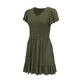 thumbnail image 5 of Ruyang Summer Dresses for Women V Neck Short Sleeve Flowy Tshirt Dress Casual Loose Sundress with Pockets Women's Work Dresses, 5 of 9
