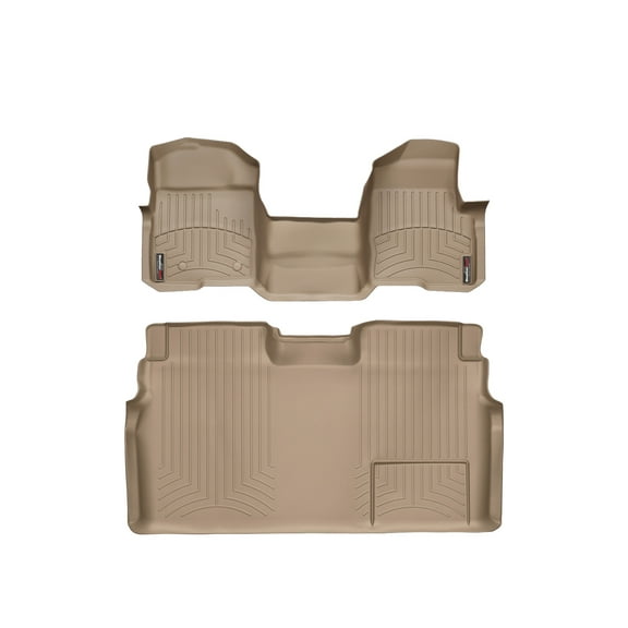 WeatherTech Custom Fit FloorLiners compatible with 2012-2014 Ford F-150 - 1st Row Over-The-Hump & 2nd Row, Tan
