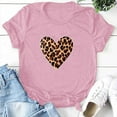 thumbnail image 4 of Valentine's Day T Shirt Women Sexy Leopard Heart Print Tees Cute Holiday Short Sleeve Crewneck Tops, 4 of 6