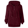 thumbnail image 4 of jsaierl Sherpa Hoodies for Women Quarter Zip Pullover Long Sleeve Fleece Hooded Sweatshirt Casual Winter Warm Sweater with Pocket, 4 of 5
