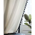 thumbnail image 5 of Nvzi Boho Cotton Linen Window Curtain with Black Tassels Bedroom Living Room Window Treatment 1 Panel Drape 87 inches Long Beige, 5 of 5
