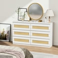 thumbnail image 6 of CazToi Modern Rattan 6-Drawer Dresser Space-Saving Storage Cabinet Freestanding Oak Finish Chest of Drawers, 6 of 8