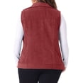 thumbnail image 3 of Agnes Orinda Women's Plus Size Sleeveless Zipper Side Pocket Casual Corduroy Vest Jackets 1X Burgundy, 3 of 6
