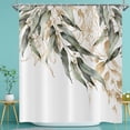 thumbnail image 2 of Green Shower Curtain, Green Eucalyptus Leaf Gold Branches Pattern Plants Botanical Bath Curtains Waterproof Fabric with Hooks for Home Decor, 72Wx84H, 2 of 6