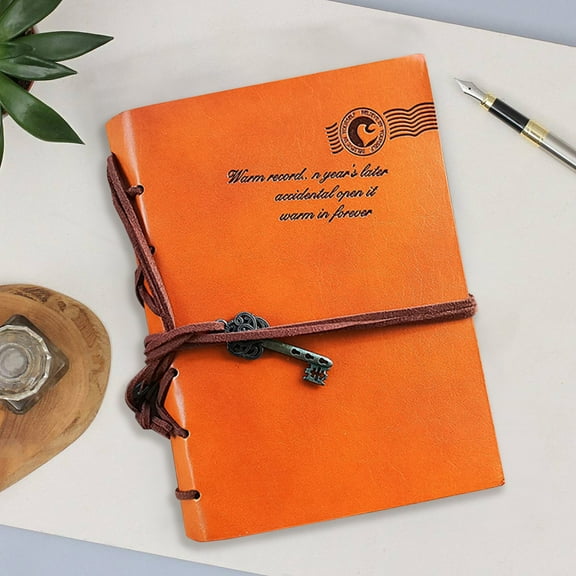 BAOPAI Vintage Leather Notebook with Key String Lock Diary Journal for Writing and Travel 320 Pages 5.5x4.1 Inches