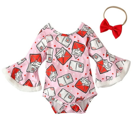 

Newborn Baby Girl Floral Bodysuit+Headnband 3pcs Summer Flare Sleeve Fashion Jumpsuit