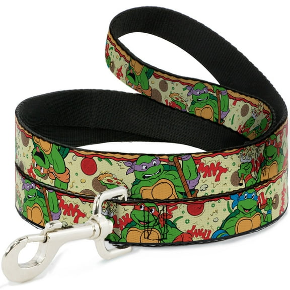 Nickelodeon Pet Leash, Dog Leash, Classic TMNT Turtle Pizza, 6 Feet Long 0.5 Inch Wide