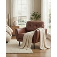 thumbnail image 5 of LAZZO Tufted Leather Accent Chair, Mid-Century Modern Upholstered Armchair for Living Room and Bedroom, Brown, 5 of 7