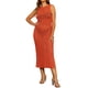 thumbnail image 2 of Cubiertas de ganchillo para mujeres, vestido de playa con escote, traje de baño, XS, naranja, 2 of 6