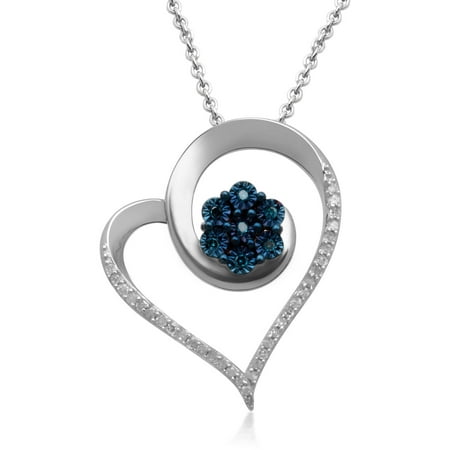 1/10 Carat T.W. White and Blue Diamond Sterling Silver Heart Pendant