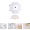 thumbnail image 4 of 1 Set Lace Umbrella Hand Fan Set Wedding Decorative Parasol Photography Prop, 4 of 9