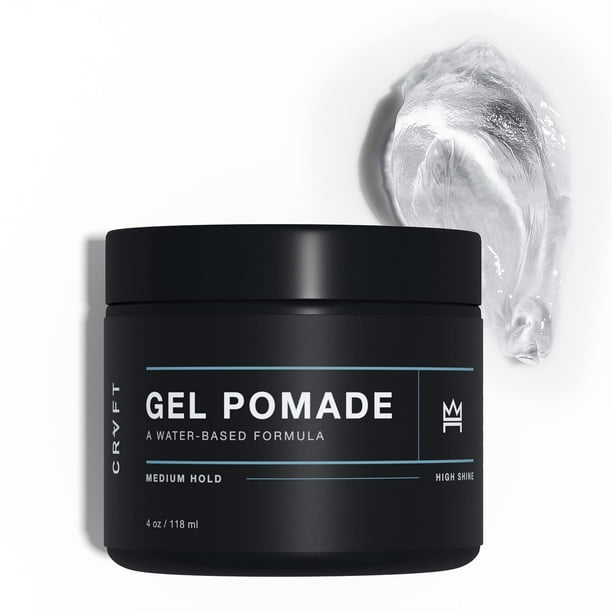 Pomada de gel CRVFT 4 oz | Alto brillo/fijación media | A base de agua/soluble en agua | Ideal para cabello corto/medio fino/grueso | Para una apariencia limpia | Hombres