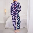 thumbnail image 3 of Pajamas for Women Set - bright Leopard navyblue Comfy Long Sleeve Button Up Pajama Sets for Women 2 Piece, Soft Sleepwear Nightwear Pjs Lounge Sets for Women with Pockets, 3 of 6