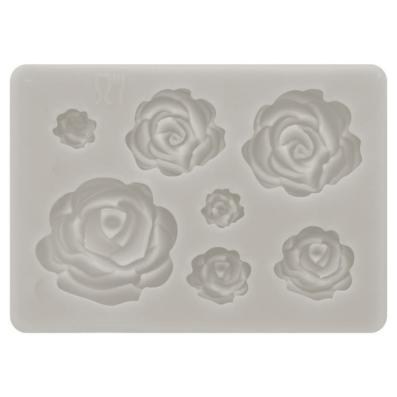 Polymer Clay Mold, Clay Mold Fondant Mold 7 Roses Flower Mold Silicone for Crafts Air Dry DIY Cake, Grey