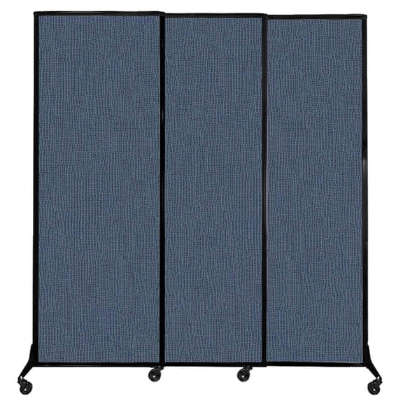 Versare QuickWall Sliding Portable Partition | Black Frame | 7' x 7'4" Ocean Fabric Panels