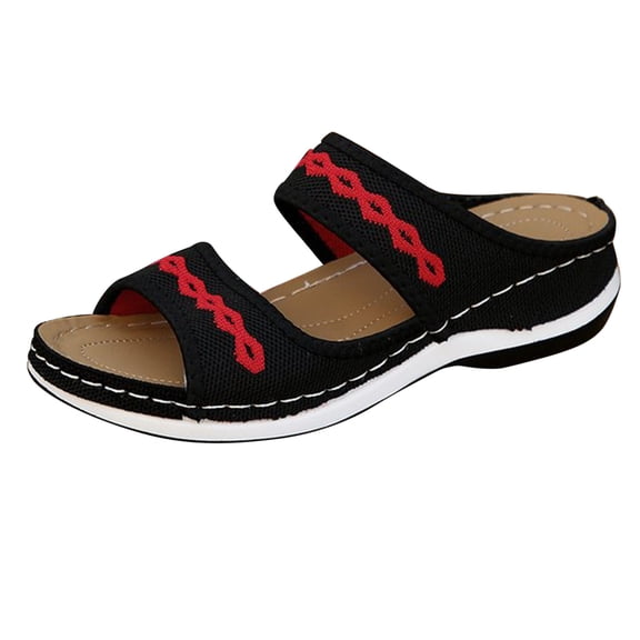NOKIO Clearence Women’s Wide Width Slope Sandals Summer Breathable Slides with Orthopedic Arch Support Thick Lightweight Sole Non-Slip Beach Casual Shoes