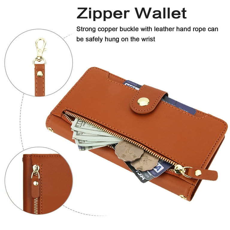 Cracedily Wallet Case For IPhone 17 Pro Leather Wallet Flip Cover With Card Holder, Kickstand, Magnetic Closure, RFID Blocking TPU Shockproof Phone Case Compatible With IPhone 17 Pro, Red