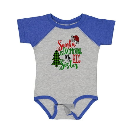 

Inktastic Santa is Promoting Me to Big Sister Green Plaid Tree Gift Baby Girl Bodysuit