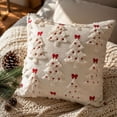 thumbnail image 3 of Christmas Pillow Covers 18x18 inch, Christmas Decorations Bows Xmas Tree Throw Pillow Cases Soft Plush Faux Fur Wool Pillow Covers Winter Holiday Decor for Sofa Living Room.Beige, 3 of 3