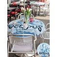 thumbnail image 4 of Outdoor Tablecloth with Umbrella Hole and Zipper, Navy Blue Octopus Round Table Cloth 54 Inch Waterproof Tablecloth, Coastal Bubbles Ocean Waves Picnic Table Cover for Patio Camping, 4 of 7