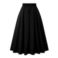 thumbnail image 5 of Women's Retro Swing Skirt with Hidden Side Pockets and Full Circle Hem, Soft Stretch Fabric for All Day Comfort Black L, 5 of 8