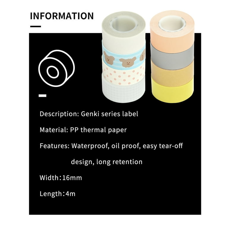 MAKEID Adhesive Label Maker Paper Thermal Printer Paper Sticker Tape Name Price Classification Waterproof Tear-Resistant for MAKEID M1/ Portable Label ...